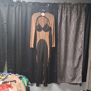 Stylish Black and Tan Jumpsuit